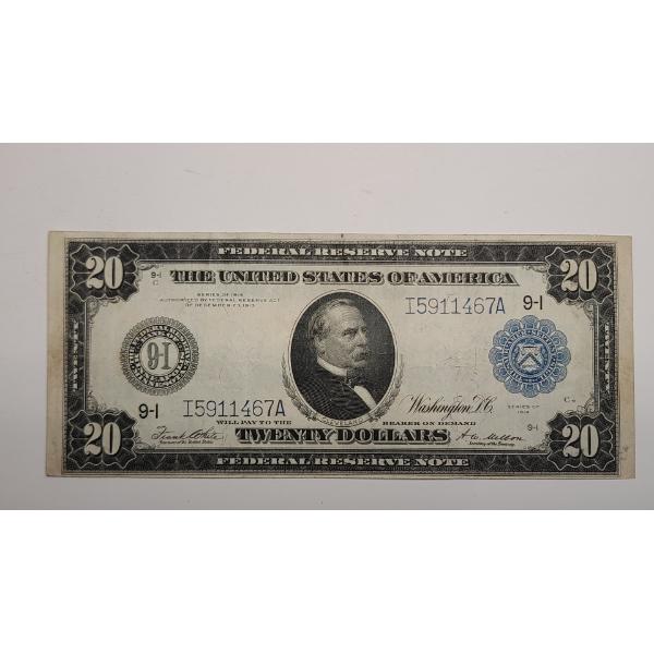 Series Of 1914 Large $20 Federal Reserve Bank Note Minneapolis, Minnesota District - Face Value: $20