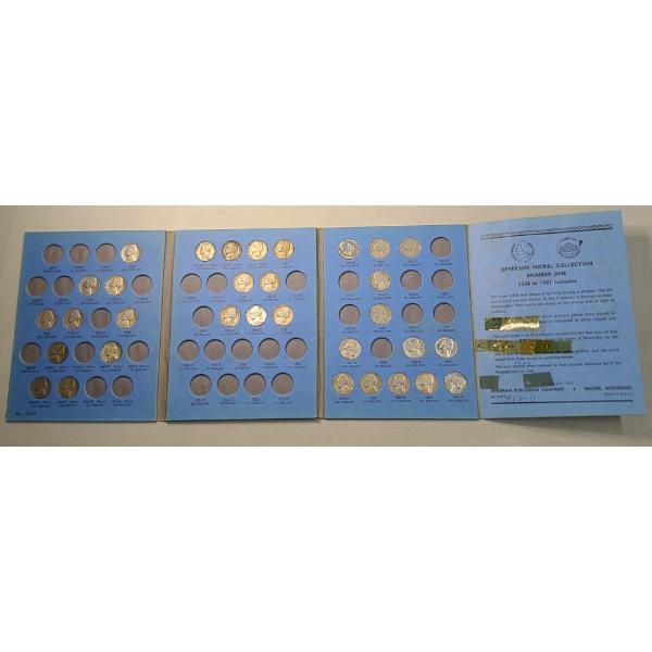 Partially Filled Jefferson Nickel Whitman Coin Book Including 35% Silver Wartime Nickels  - FV $1.60