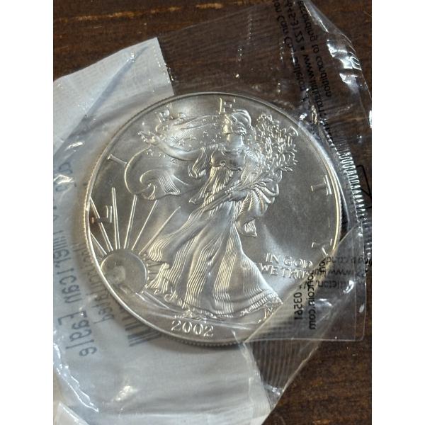 2002 Silver Eagle - 1 Oz. Silver Dollar - FV $1.00 - In Sealed Packaging