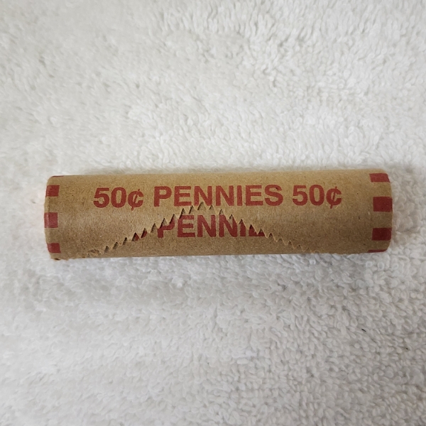 Uncounted Unsearched Roll of Assorted Uncirculated United States Pennies ~ $0.50 Face Value