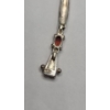 Image 5 : Sterling Silver 7" Bracelet With Red Garnet - Weight: 7.5g