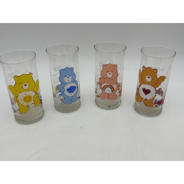 Carebears collectible Glasses - Pizza Hut Collectibles - Funshine Bear - Grumpy Bear - Cheer Bear
