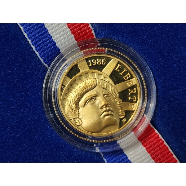 1986 United States Liberty Gold $5 Proof Coin in Original Packaging  ~ 90% GOLD ~ AGW:0.24 Troy Oz