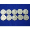 Image 1 : Lot of 10 Assorted Years Franklin Silver Half Dollars FV: $5.00