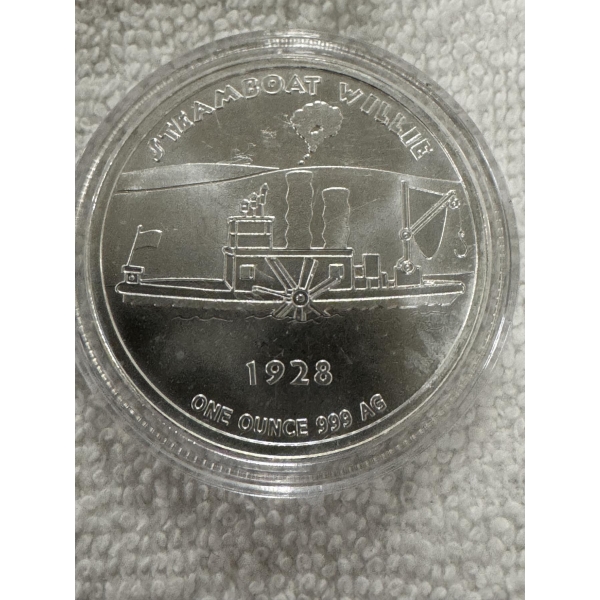 "1928" Disney Steam Boat Willie Mickey Mouse .999 One Troy Silver Ounce Coin