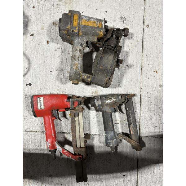 Pneumatic Roofing Nail Gun and Two Pneumatic Staplers