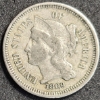 Image 2 : Littleton 1869 Nickel 3 Cent Piece Fine #2 Quality