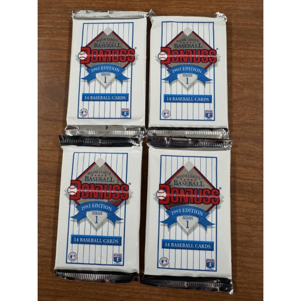 4 - Unopened 1993 Donruss Wax Packs Baseball Cards - 15 Cards Per Pack - Rookie Cards