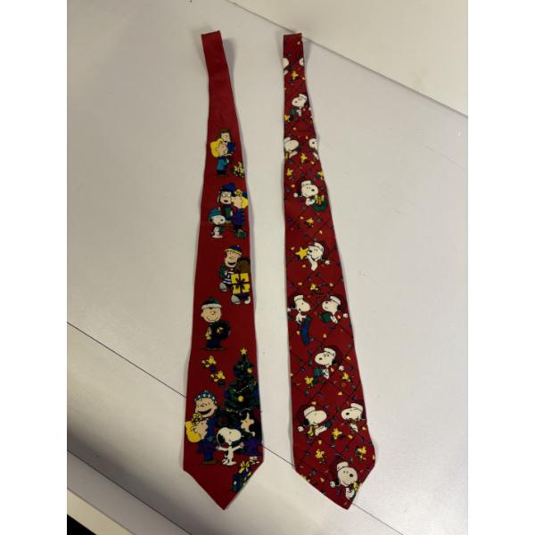 2 Peanuts Ties- Red - Charlie Brown - Snoopy 