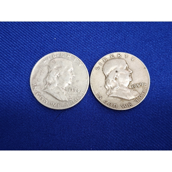 1954-D and 1959-D 90% Silver Franklin Half Dollar