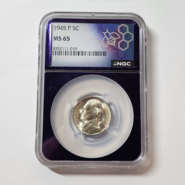 NGC MS65 U.S. 1945-P Jefferson Wartime 35% Silver Nickel 