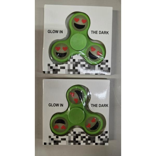 Two- New In Box Smooth Spinning Glow In The Dark Emoji Fidget Spinners! 