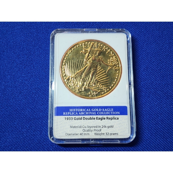 1933 Gold Double Eagle REPLICA - CU Layered in 24K Gold Proof Copy Coin