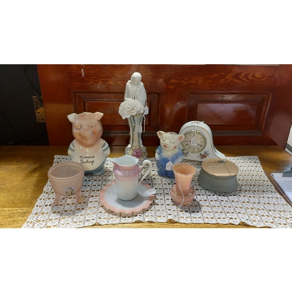 Porcelain Figural Group - 9 Pcs As Shown - See PIcs