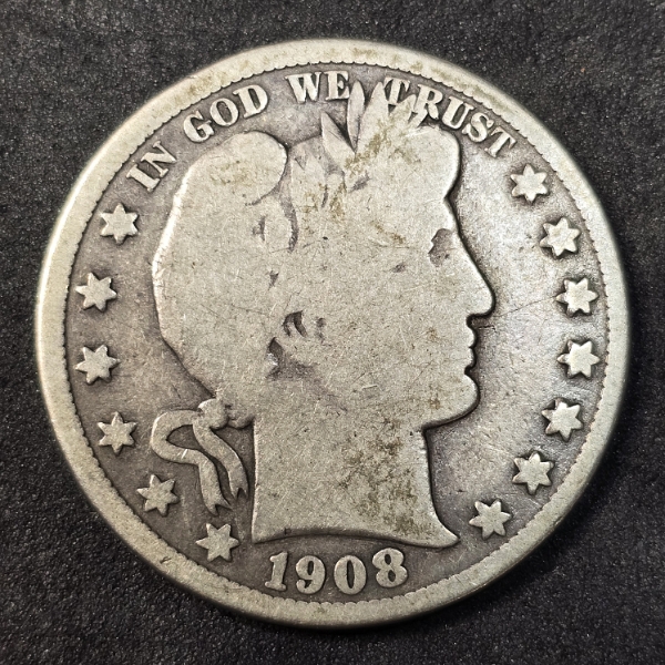 1908-D Barber Quarter 90% Silver