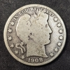 Image 1 : 1908-D Barber Quarter 90% Silver