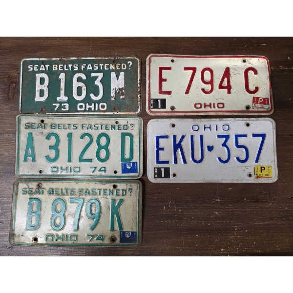 (5) Vintage License Plates 1973-1983