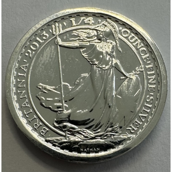 2013 1/4 Oz .999 Fine Silver Britannia Coin - Queen Elizabeth - Beautiful Condition!