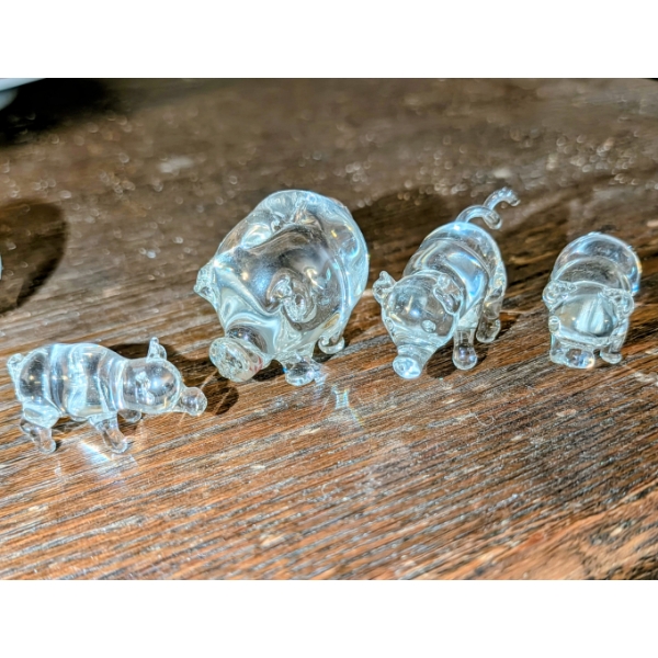 Adorable Tiny Crystal Pigs, Crystal Turtle Dish, Mini Glass Ice Bucket & More