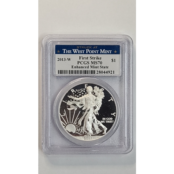 PCGS 2013-W MS 70 First Strike Enhanced Mint State 1 oz .999 Fine Silver American Eagle