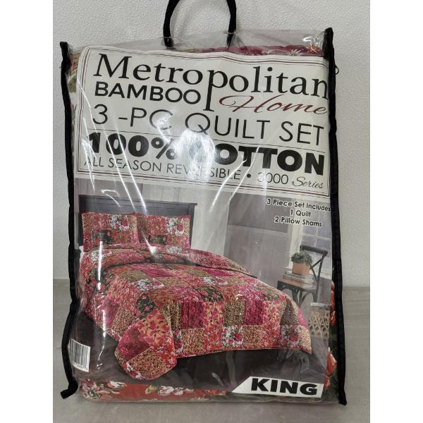 Metropolitan Bamboo Home King 3 Pc Quilt Set - Brand New In The Package