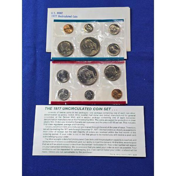 1977 P & D United States Uncirculated Coin Set - 12 Uncirculated Coins