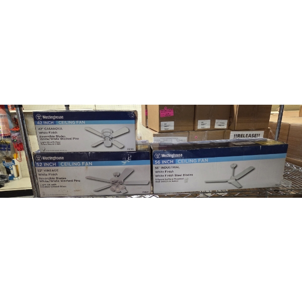 New In Boxes- Westinghouse Ceiling Fans, 42'', 52'', & 56''