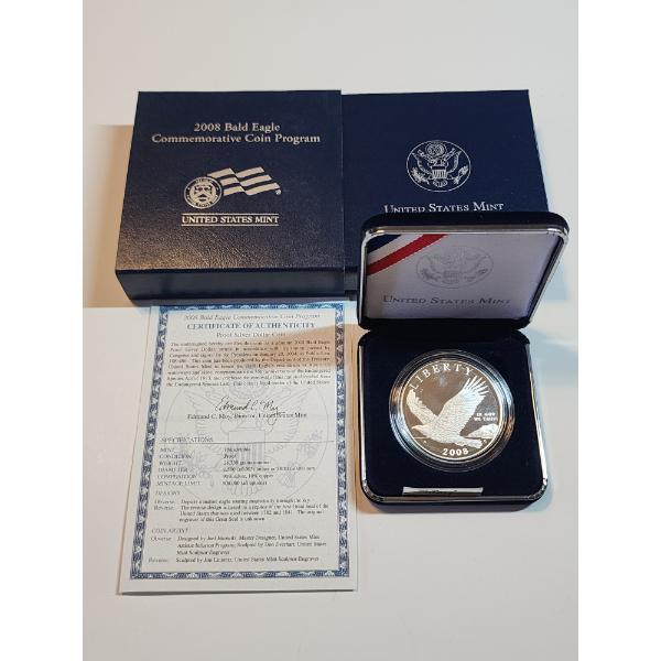 2008 Bald Eagle Commorative Coin Program Proof Silver Dollar Coin 26.730g