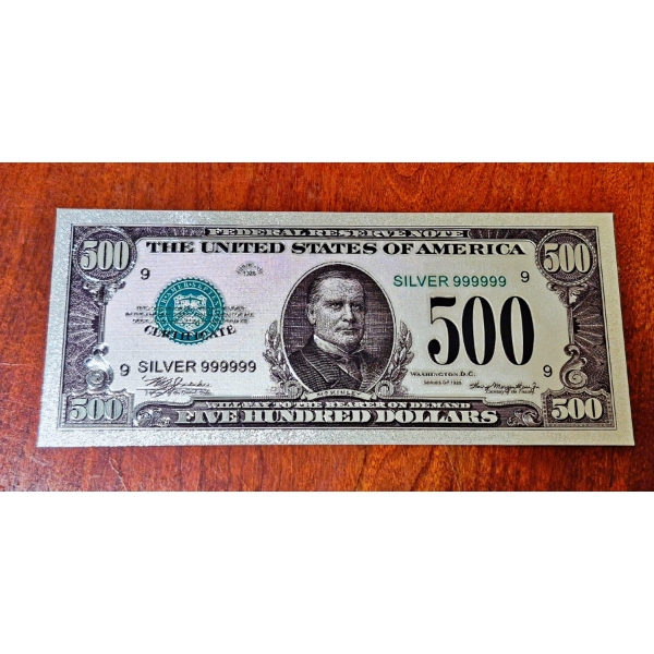 1934 US "$500 " SILVER Foil Note  -  PURE 24k (.999) SILVER Foil    They weigh approx 3 - 4 Grams
