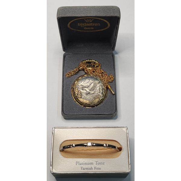 Vintage Men's Majestron Quartz Pocket Watch & Lovely Bangle Bracelet