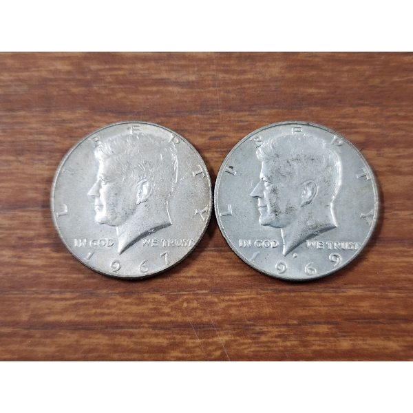 Two 40% Silver Kennedy Half Dollars