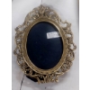 Image 2 : 2 Pcs Gold Surround Large Oval Wall Mirror & Oval Metal Filigree Photo Desk Frame