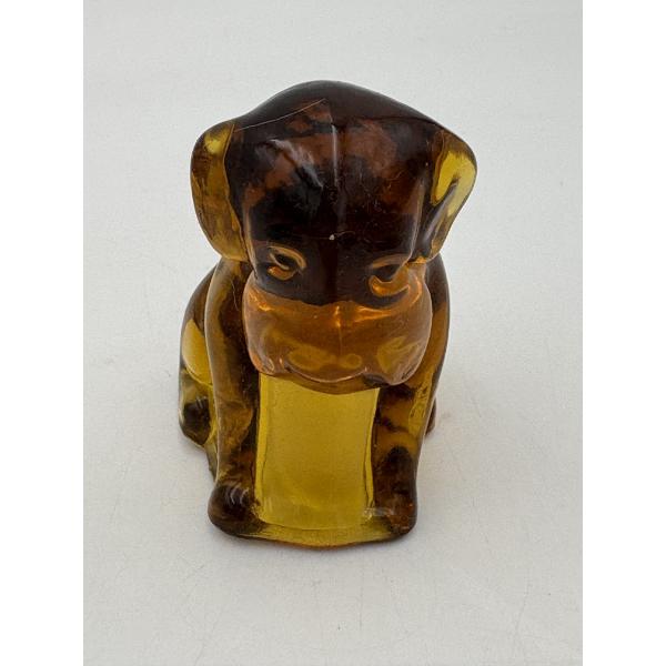 Adorable Degenhart Vintage Glass Dog Figurine- Amber Lite