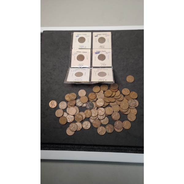 Collection Of Assorted Year Wheat Pennies Face Value: 92 Cents