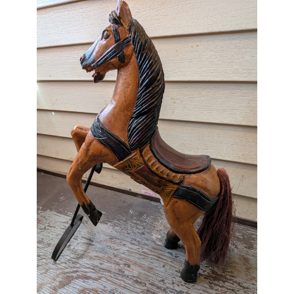 Solid Wood 28"x17" Horse Statue