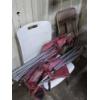Image 1 : Pick Up Off Site- 115 Ely St. Alliance Oh. 2 Red Camping Chairs, Metal Folding Chair & White Chair