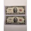 Image 1 : 2 - 1953 United States Jefferson Red Seal $2.00 Bills In Protective Holder