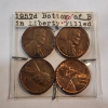Image 1 : Four 1957-D Lincoln Wheat Cents, Mint Errors: Bottom of "B" Filled 