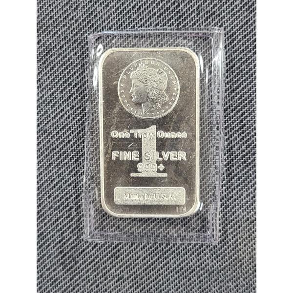 One Troy Ounce .999 Fine Silver Bar Featuring Morgan Dollar Design