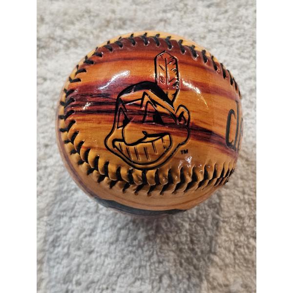 Cleveland Indians Collector's Baseball ft. Chief Wahoo - Unique Wood Grain Color 