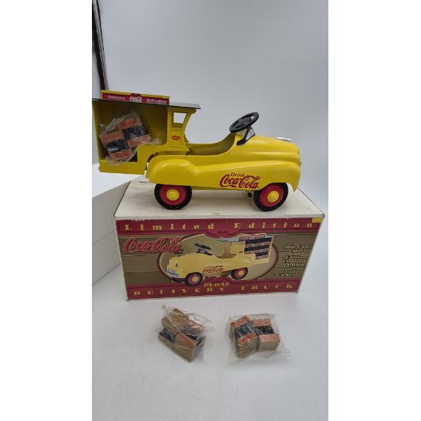 COCA COLA PEDAL CAR COLLECTIBLE DIE CAST DELIVERY TRUCK - NIB - LTD EDITION 14 X 4.5 X 7.5   EXC!