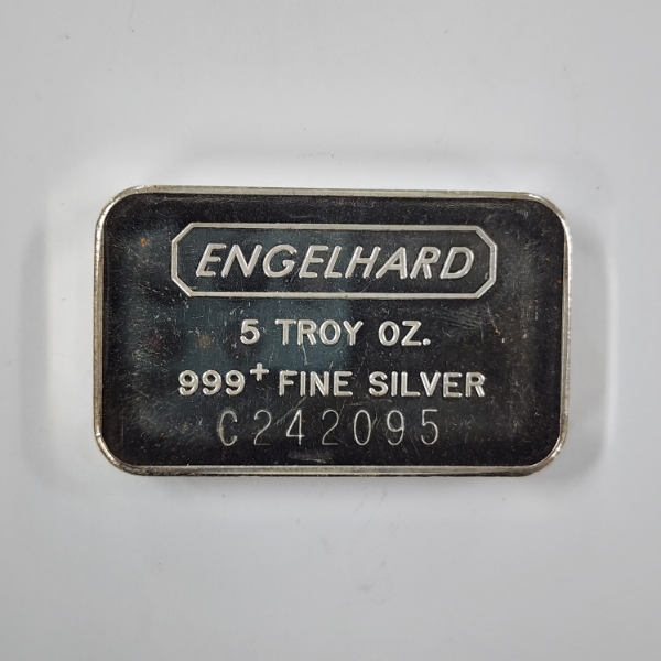 5 Troy Oz .999 Fine Silver ENGELHARD Bar ~ In Great Condition!