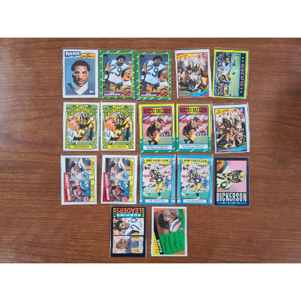 Large Lot of Over 17 Eric Dickerson Assorted Topps Trading Cards