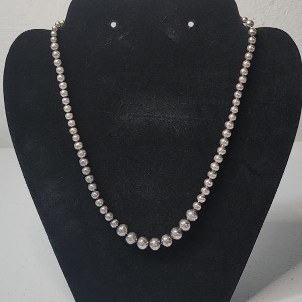 Sterling Silver Beaded Necklace 18" Total Weight: 28.8g