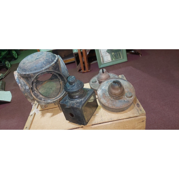 Antique Lantern Group - Includes Railroad Outer Shell - Carriage Lantern & Utility Burners