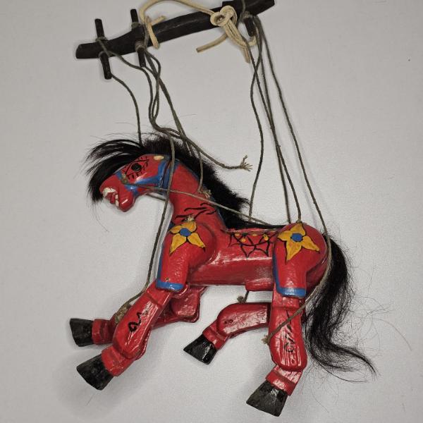 Vintage, Hand-Carved Wooden Marionette Horse