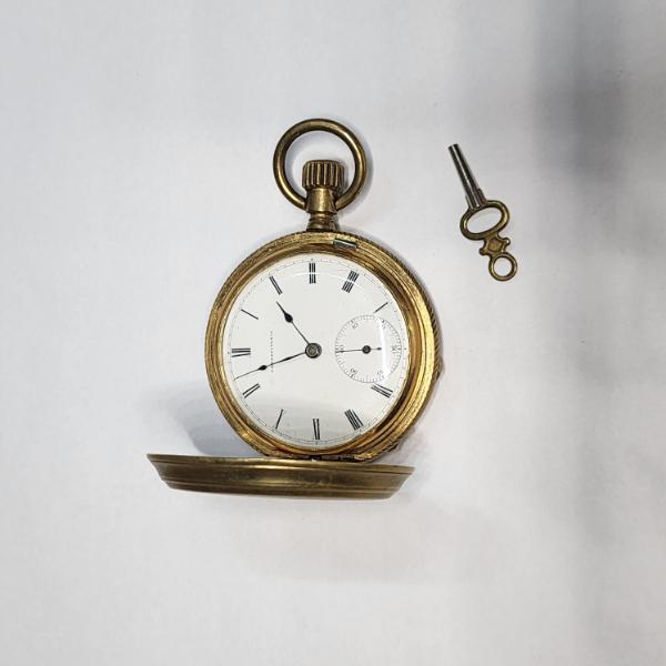 Stunning Vintage Gold-Tone Large Pennsylvania Pocket Watch WITH ORIGINAL KEY ~ Warranted Aluminium 