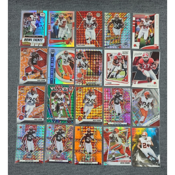 20 Assorted Parallel Nick Chub Panini Football Trading Cards - Including Numbered Card!