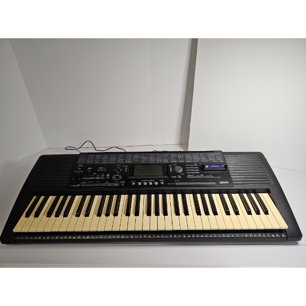 Yamaha PSR-320 61-Key MIDI Keyboard featuring a Black Chassis and a Multi-Function LCD Display