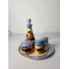 Image 1 : RARE 5-Piece Japanese Lusterware Condiment Set: Tray, Decanter, Moriage Cottage Set